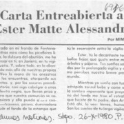 Carta entreabierta a Ester Matte Alessandri