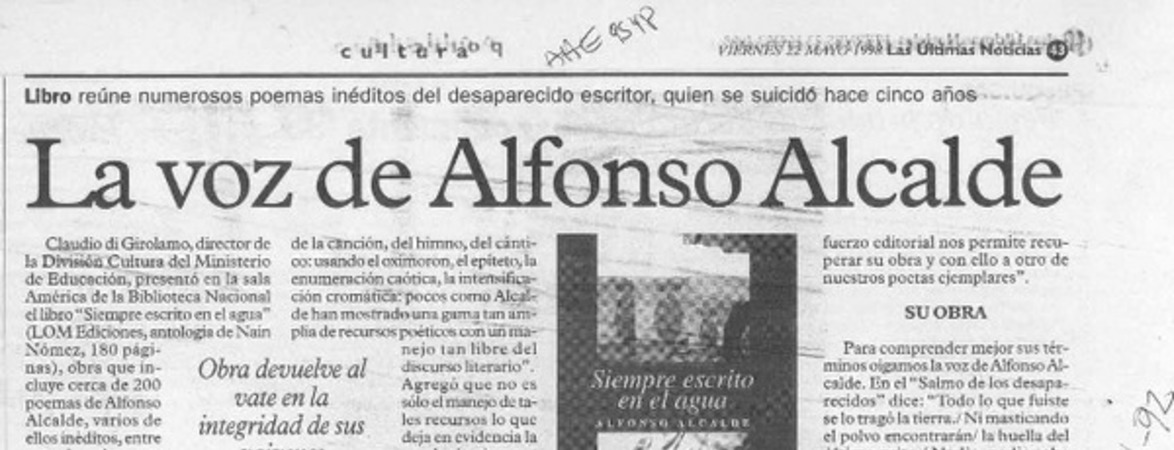 La voz de Alfonso Alcalde  [artículo].