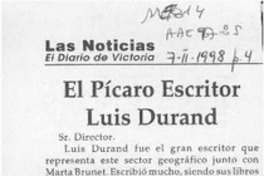El pícaro escritor Luis Durand  [artículo] Roberto Fueyo Laneri.