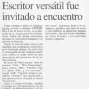 Escritor versátil fue invitado a encuentro  [artículo].