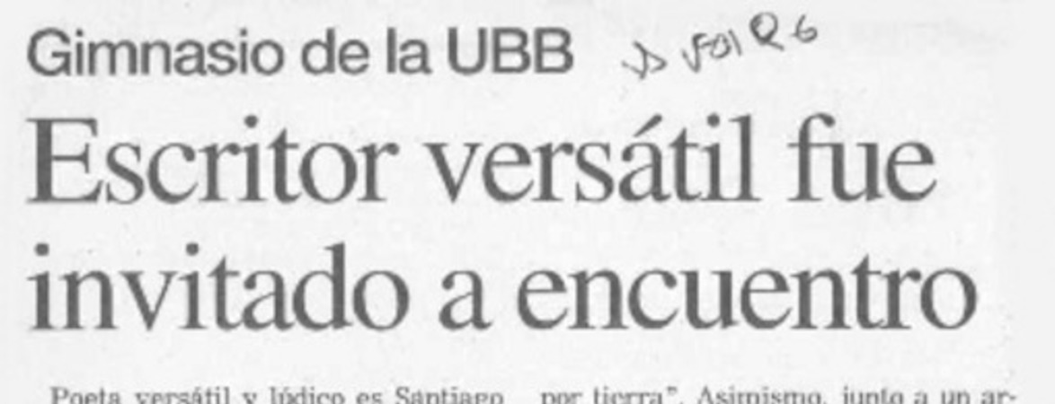 Escritor versátil fue invitado a encuentro  [artículo].