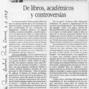 De libros, académicos y controversias  [artículo] Ernesto Livavic G.