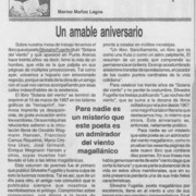 Un amable aniversario  [artículo] Marino Muñoz Lagos.