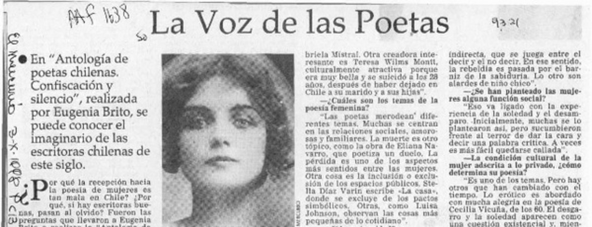 La voz de las poetas  [artículo] José Miguel Izquierdo S.