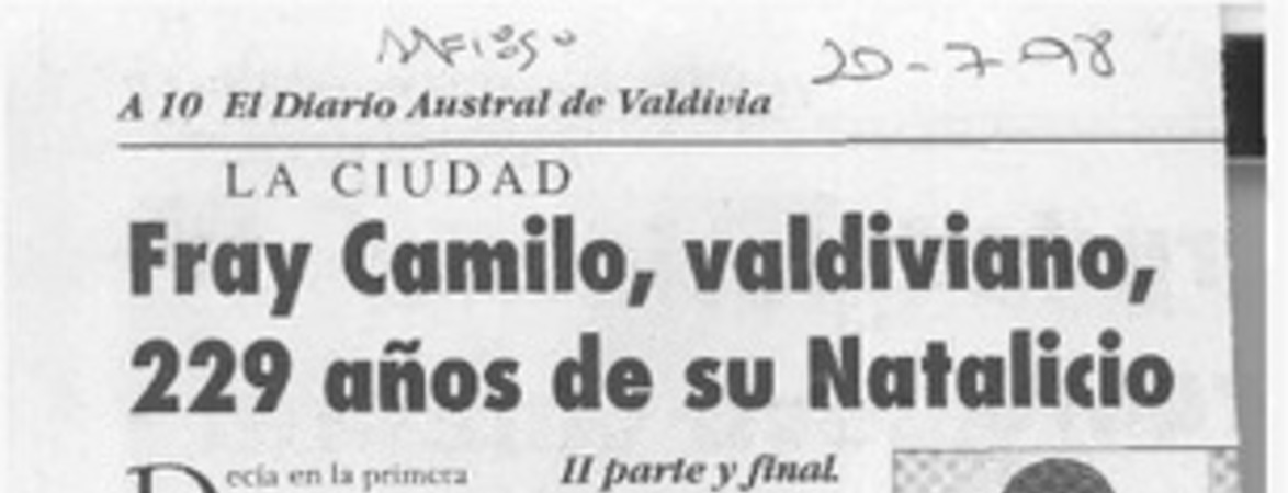 Fray Camilo Henríquez  [artículo] Digna Rodríguez L.