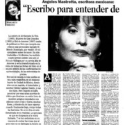 Angeles Mastretta, escritora mexicana, "Escribo para entender de qué se trata la vida"  [artículo] Margarita Serrano.