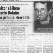 Escritor chileno Roberto Bolaño ganó premio Herralde  [artículo].
