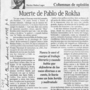 Muerte de Pablo de Rokha  [artículo] Marino Muñoz Lagos.