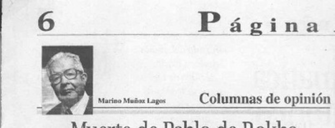 Muerte de Pablo de Rokha  [artículo] Marino Muñoz Lagos.