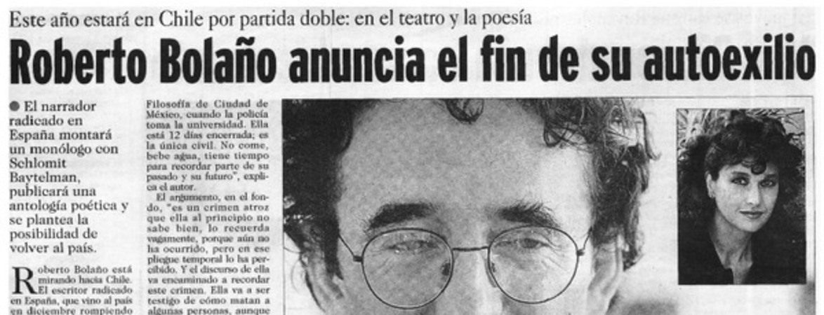Roberto Bolaño anuncia el fin de su autoexilio