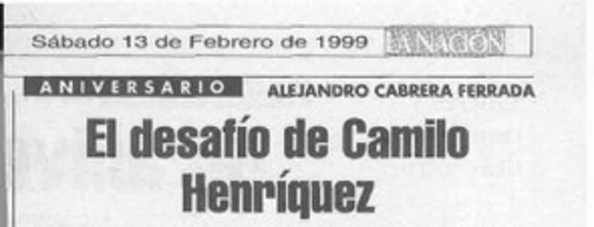 El desafío de Camilo Henríquez  [artículo] Alejandro Cabrera Ferrada.
