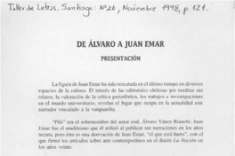 De Alvaro a Juan Emar  [artículo] Patricio Lizama A.