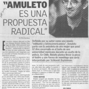 "Amuleto es una propuesta radical"  [artículo].