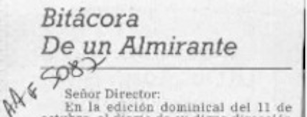 Bitácora de un almirante  [artículo] Rodrigo García Márquez.