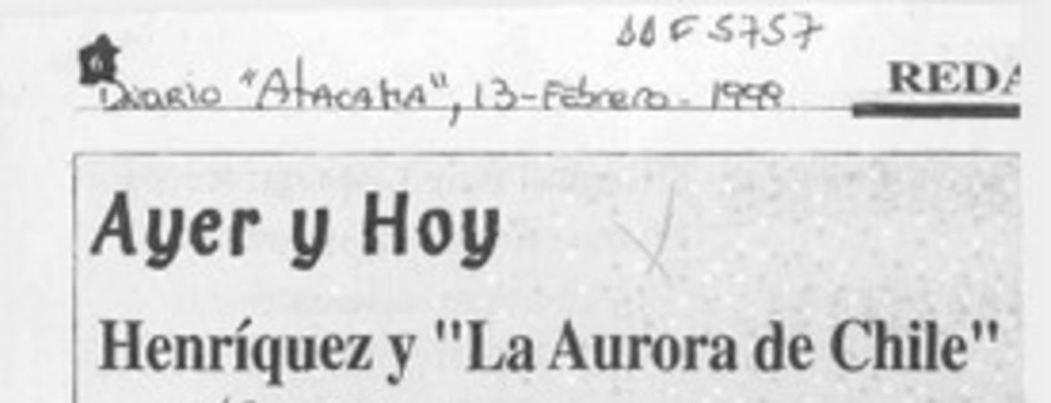Henríquez y "La Aurora de Chile"  [artículo] Jónico.