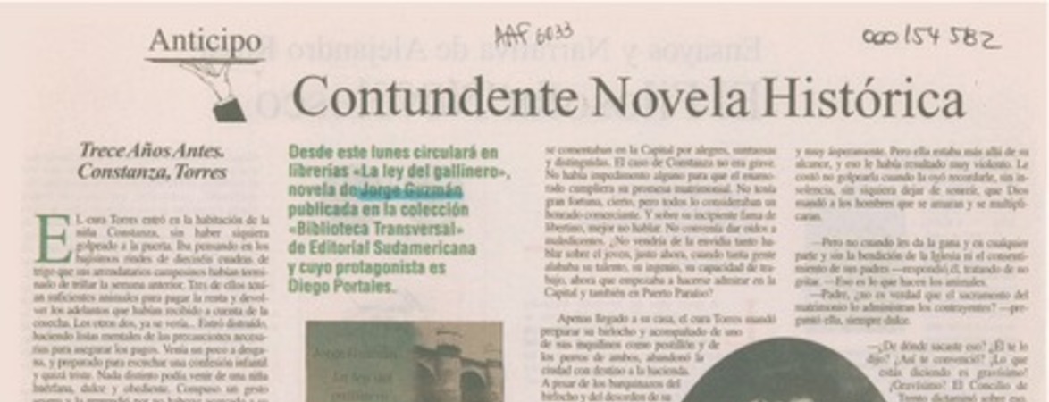 Contundente novela histórica
