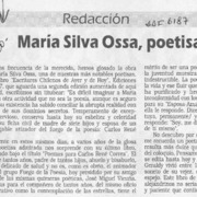 María Silva Ossa, poetisa notable  [artículo] Luis Merino Reyes.