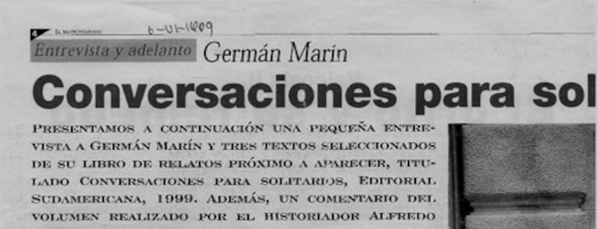 Conversaciones para solitarios  [artículo] Roberto Merino.