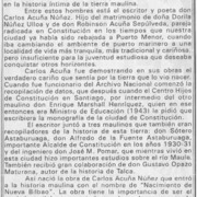 Carlos Acuña Núñez maulino, escritor y poeta  [artículo] Arturo Ilufí Coloma.