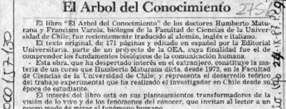 El Arbol del conocimiento  [artículo].