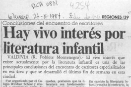 Hay vivo interés por literatura infantil  [artículo] R. Poblete Montenegro.