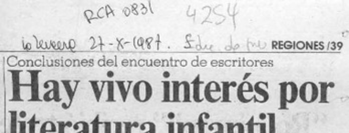 Hay vivo interés por literatura infantil  [artículo] R. Poblete Montenegro.