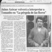 Jaime Azócar volverá a interpretar a Tomasito en "La pérgola de las flores"  [artículo].