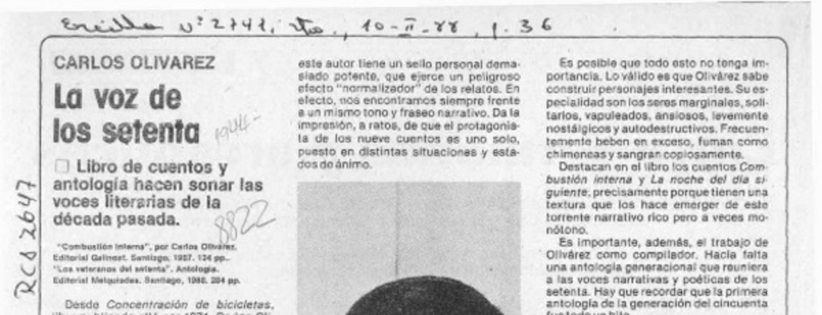 La voz de los setenta  [artículo] Darío Oses.
