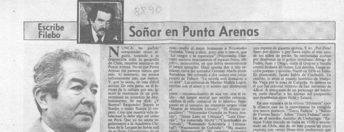 Soñar en Punta Arenas  [artículo] Filebo.