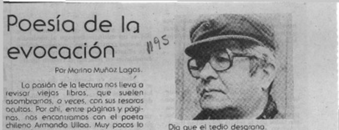 Poesía de la evocación  [artículo] Marino Muñoz Lagos.