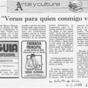 "Versos para quien va conmigo"  [artículo].