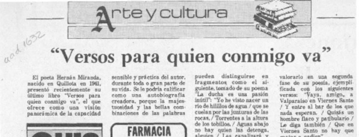 "Versos para quien va conmigo"  [artículo].