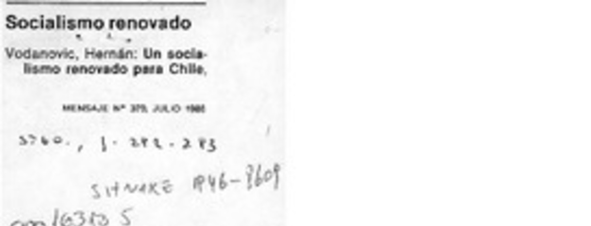 Socialismo renovado  [artículo] J. Arteaga.