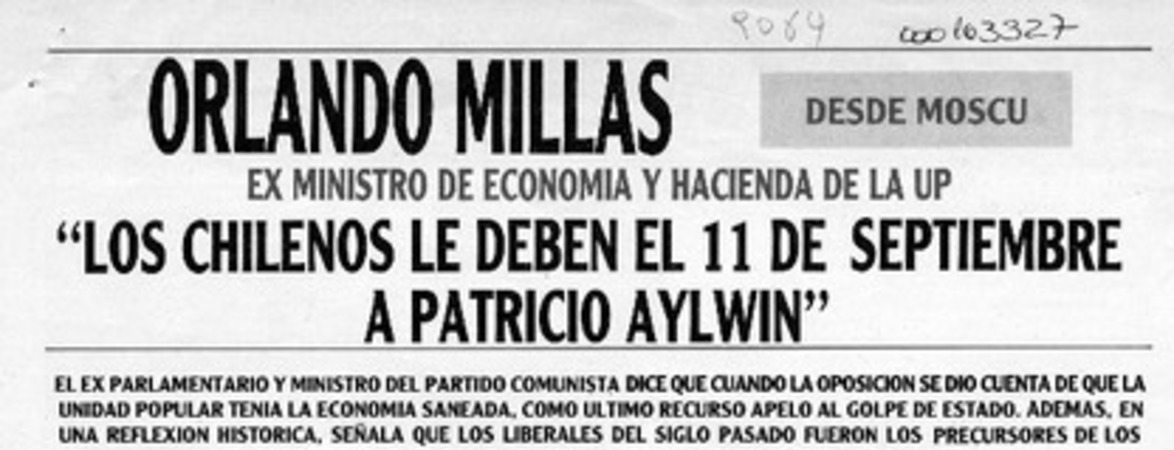 "Los chilenos le deben el 11 de septiembre a Patricio Aylwin"  [artículo] André Jouffé.