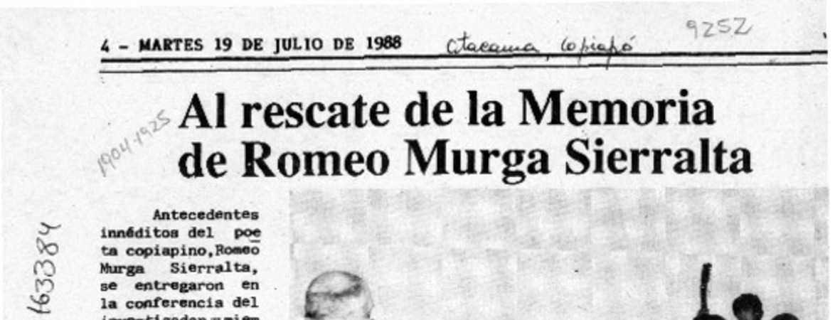 Al rescate de la memoria de Romeo Murga Sierralta  [artículo].