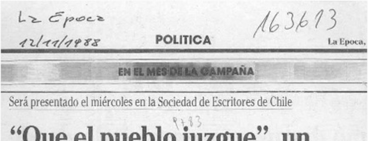 "Que el pueblo juzgue", un nuevo relato del golpe de 1973  [artículo].