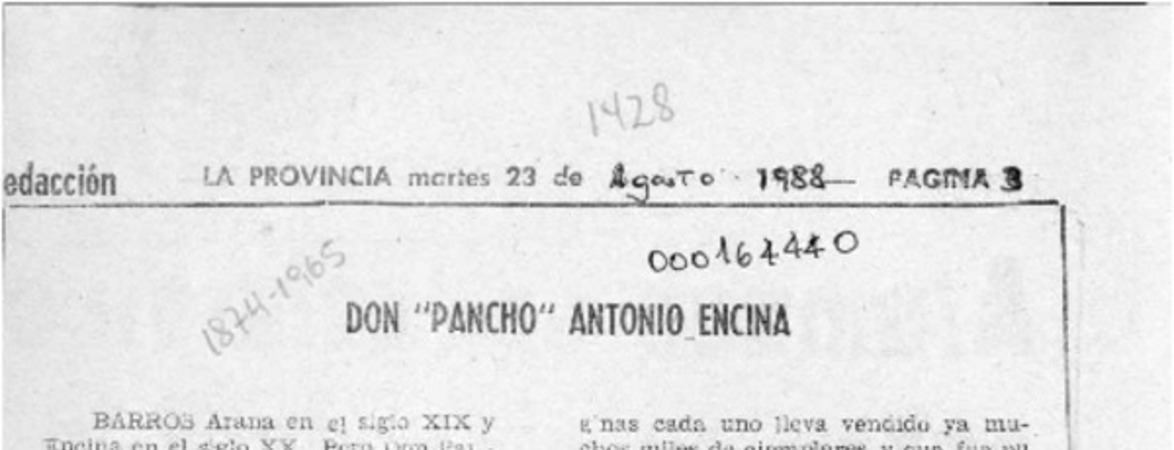 Don "Pancho" Antonio Encina  [artículo].