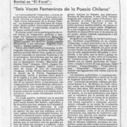 "Seis voces femeninas de la poesía chilena"