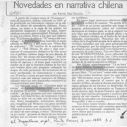 Novedades en narrativa chilena  [artículo] Ramón Díaz Eterovic.