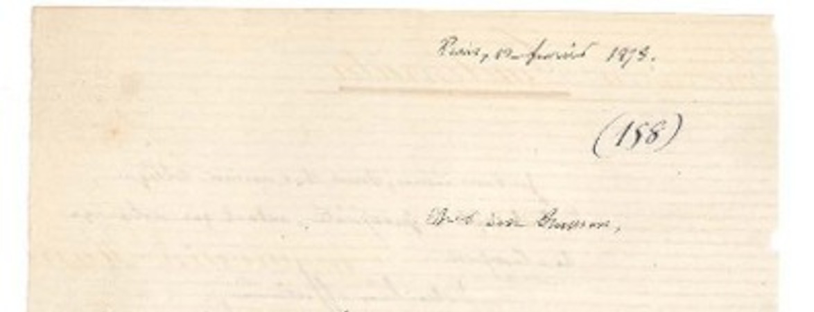 [Carta] 1878 feb. 12, París, Francia [a] Ramón Briseño