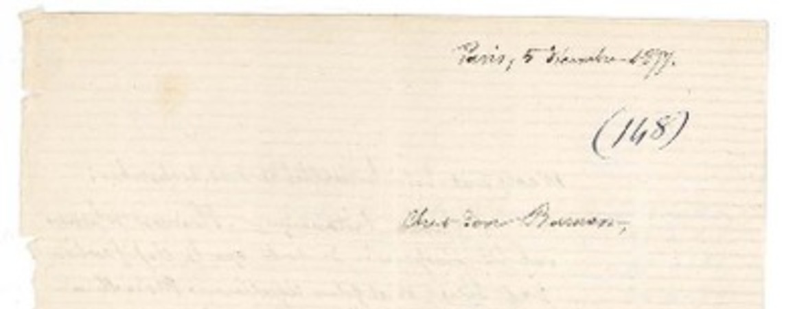 [Carta] 1877 dic. 5, París, Francia [a] Ramón Briseño