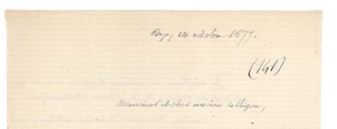[Carta] 1877 oct. 14, París, Francia [a] Ramón Briseño