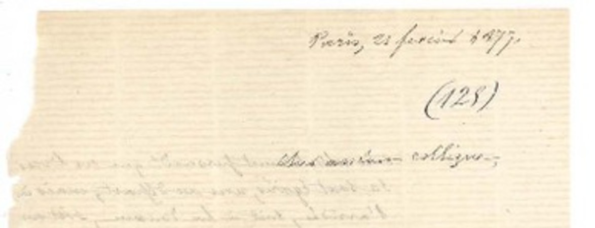 [Carta] 1877 feb. 21, París, Francia [a] Ramón Briseño