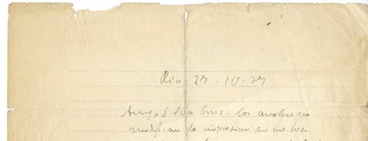[Carta] 1929 octubre 29, Río de Janeiro, Brasil [a] Carlos Silva Cruz
