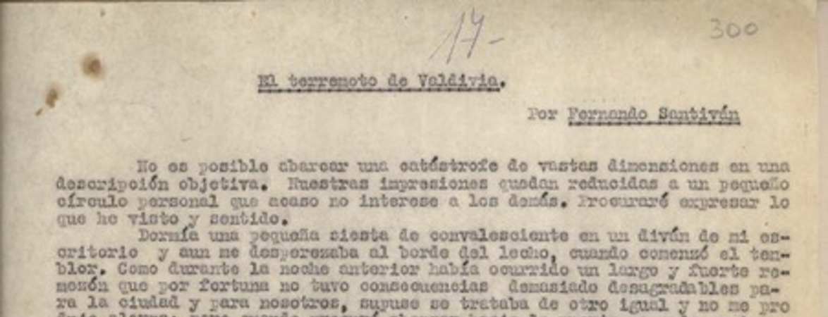 El terremoto de Valdivia