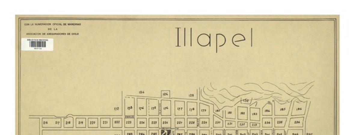 Illapel con la numeración oficial de manzanas de la Asociación de Aseguradores de Chile. [material cartográfico] :