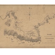 Plano de la ciudad i puerto de Valparaíso en 1835 con un perfil de su actual línea de fortificaciones.