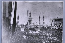 [Discurso del presidente Santa María en homenaje a los héroes del Combate Naval de Iquique, al ser sepultados sus restos en la Cripta de la Marina]