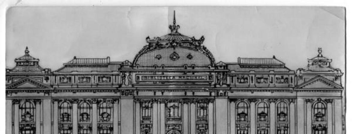 [Edificio Biblioteca Nacional , proyecto de fachada, dibujo]