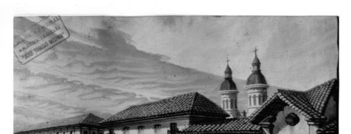 [Calle Alameda con San Ignacio. Se divisa una carreta de bueyes, y dos torres de iglesia]